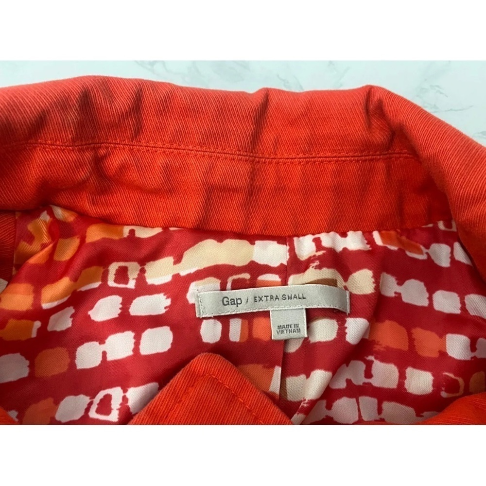 GAP Women Red Double Breasted Lined Coat Size XS Cotton Long Sleeve Jacket M1‌‌‌ - Picture 4 of 6